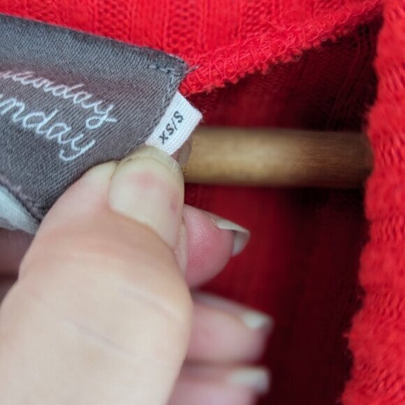 Anthropologie Saturday Sunday red ribbed cowl neck oversized sweater size XS - Picture 10 of 10